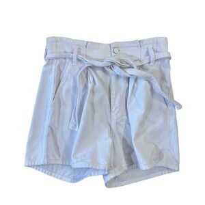 KanCan Women’s White High Rise Paper Bag Belted Cotton Shorts Size L GUC